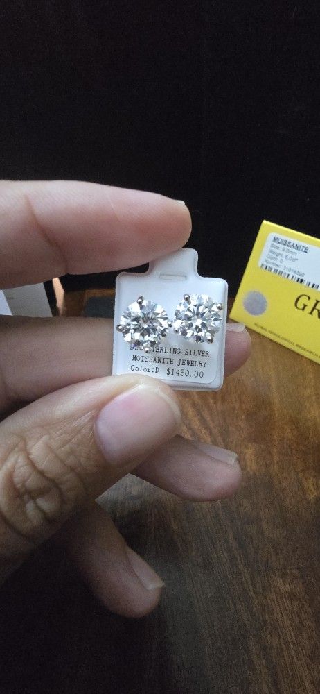 925 Sterling Silver Diamond Earrings.