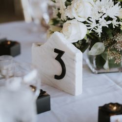 black and white Marble Table numbers 1-7 