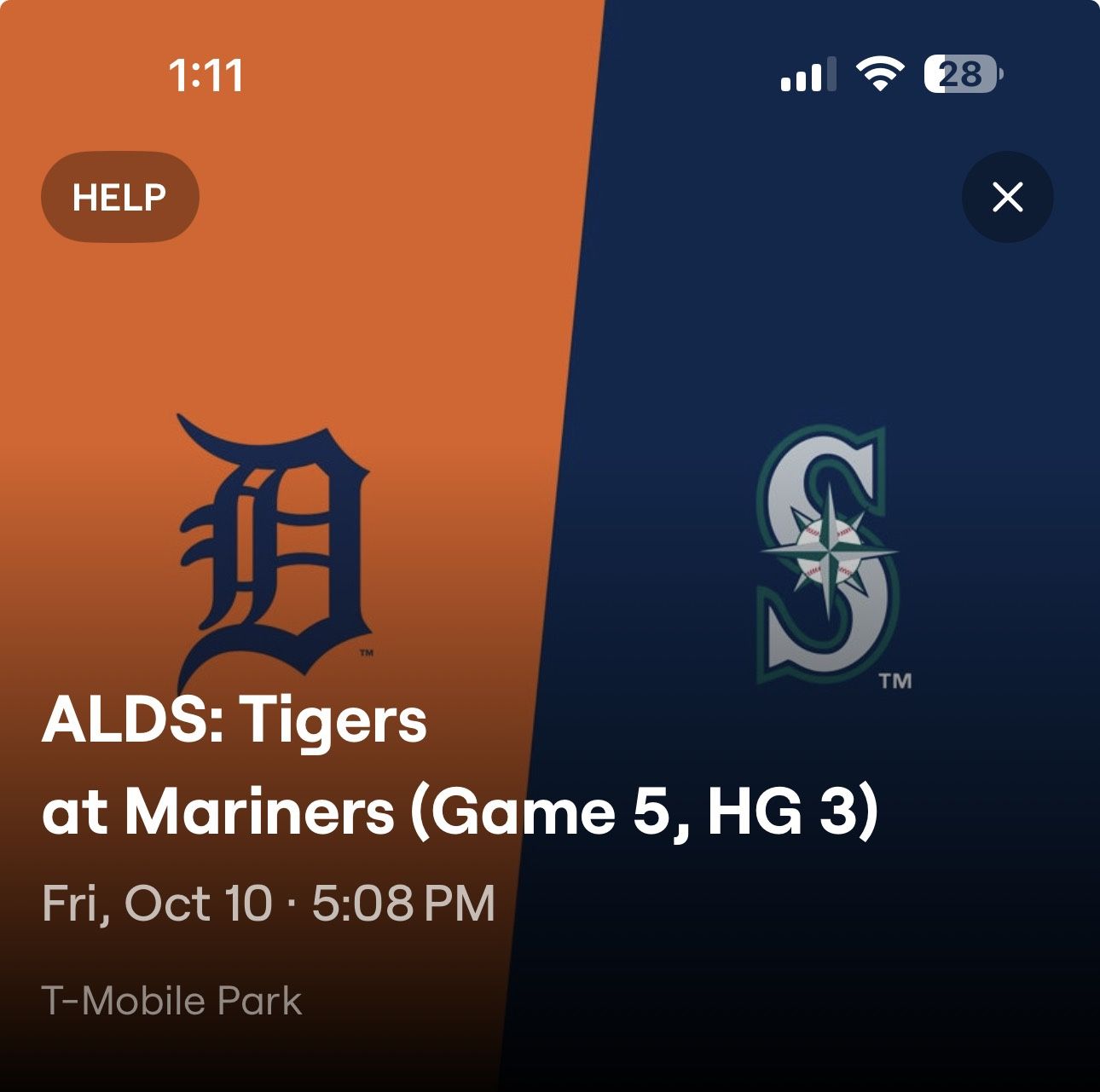 1 Mariners Ticket ALDS Ready To Transfer! $200