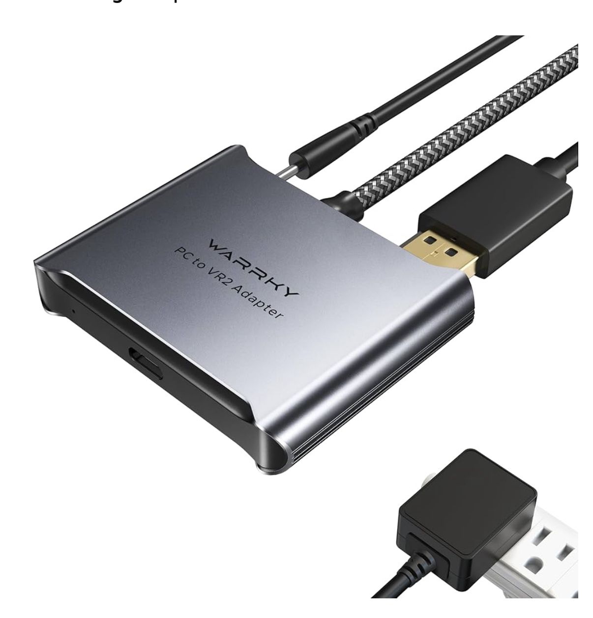 Warrky PSVR2 PC Adapter, PSVR2 Accessories [Aluminum Shell, Nylon-Braided Cable] Compatible with PSVR2, AR Glasses, Portable Monitor, DP 1.4 Cable&15W