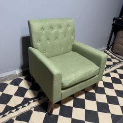 Modern Green Linen Accent Chair