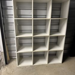 White Dresser With 12 Grey Storage Bin