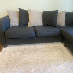 Blue 2 Piece Sectional With 6 Pillows 