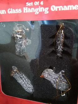 4 Spun Glass Hanging Ornaments