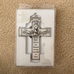 5” Baby Boy Baptism Cross - Pewter