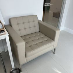 Beige Leather Armchair