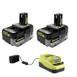 RYOBI ONE+ 18V HIGH PERFORMANCE Lithium-Ion 4.0 Ah Battery (2-Pack) with 18V Lithium-Ion Charger