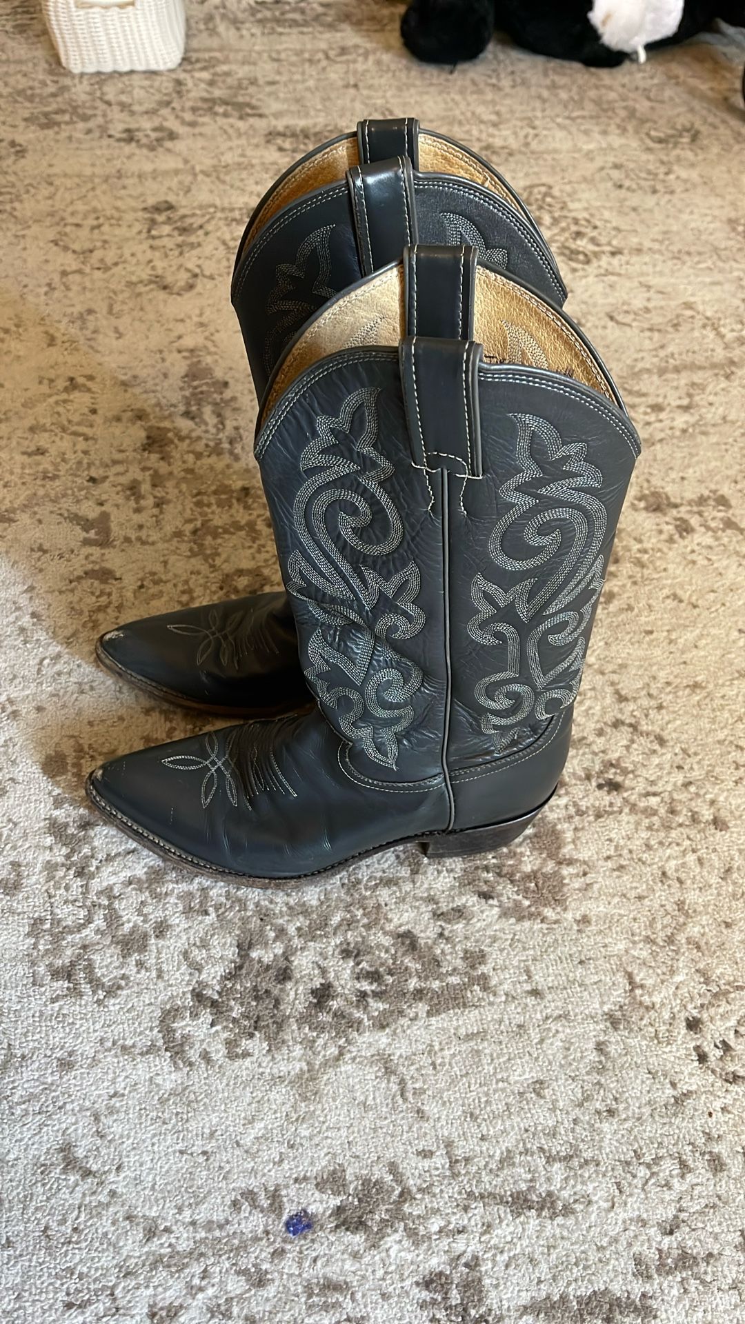 Justin 1411 Cowboy Western Pull On Mens Boots 8.5 D Black Pre Owned