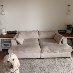 Beige upholstered modular sleeper couch - please read description