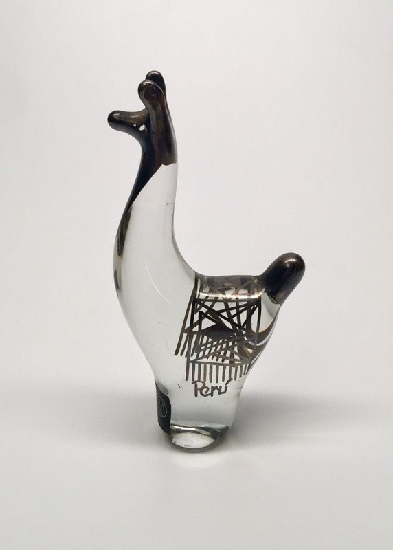 .990 Silver and Glass Llama Table Ornament / Figurine made by Copabella in Perú