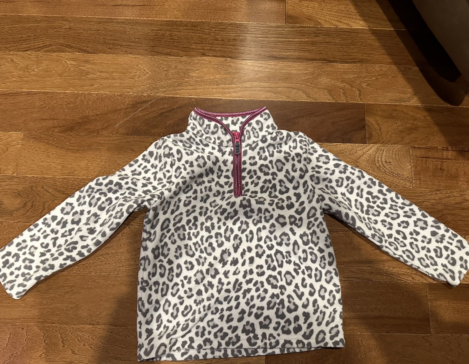 Wildly Cozy 4T Girls’ Leopard Print Fleece Zip-Up Sweater