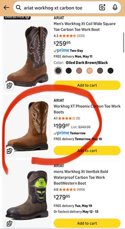 ARIAT carbon toe size 10 W