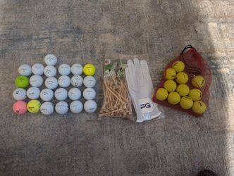 36 Golf Balls Tees And A Left Hand Glove