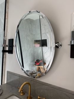 Pottery Barn Oval Pivot Wall Mirror, Chrome