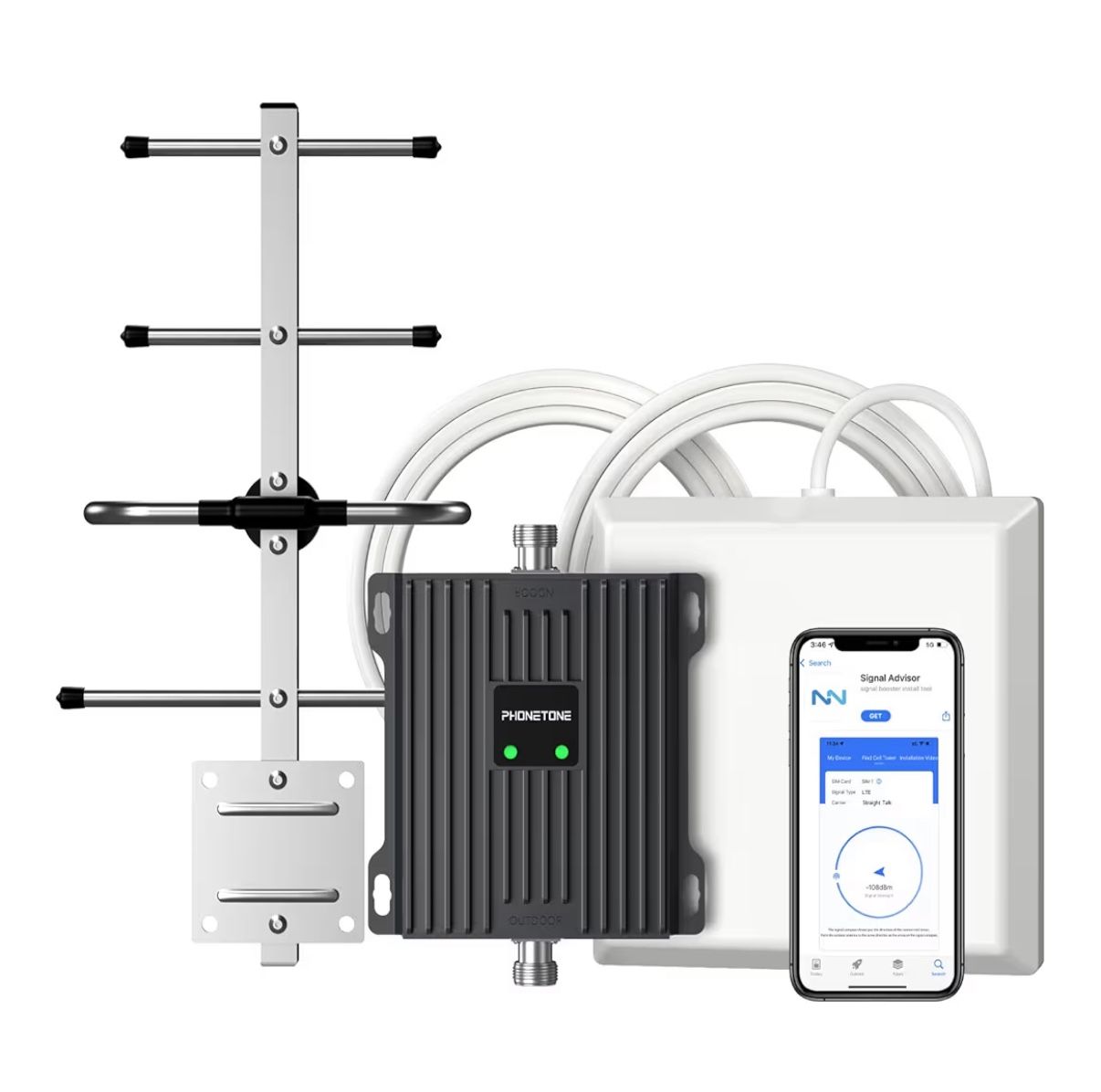 Cell Phone Signal Booster for Verizon and AT&T | Up to 4,500 Sq Ft | Boost 4G LTE 5G Signal on Band 12/13/17 | 65dB Dual Band Cellular Repeater with H