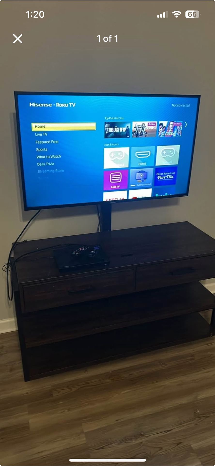 42” Roku Smart Tv And Entertainment Stand