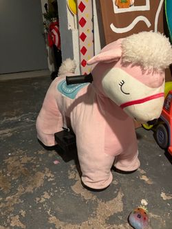 Pink Plush Ride-On Animal Toy