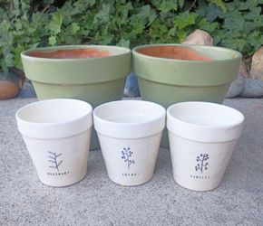 Pots Terracotta and Ceramic Plant Pots - Herbs set of Five Terr