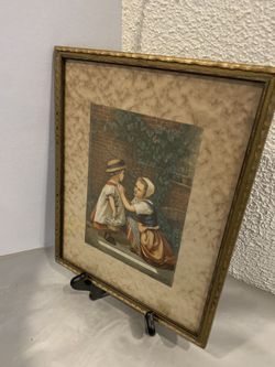 Vintage Beautiful Print Of Little Mother , School Boy Now Baby Dear Hurry To School By M. Lobrichon French Artist 1(contact info removed)