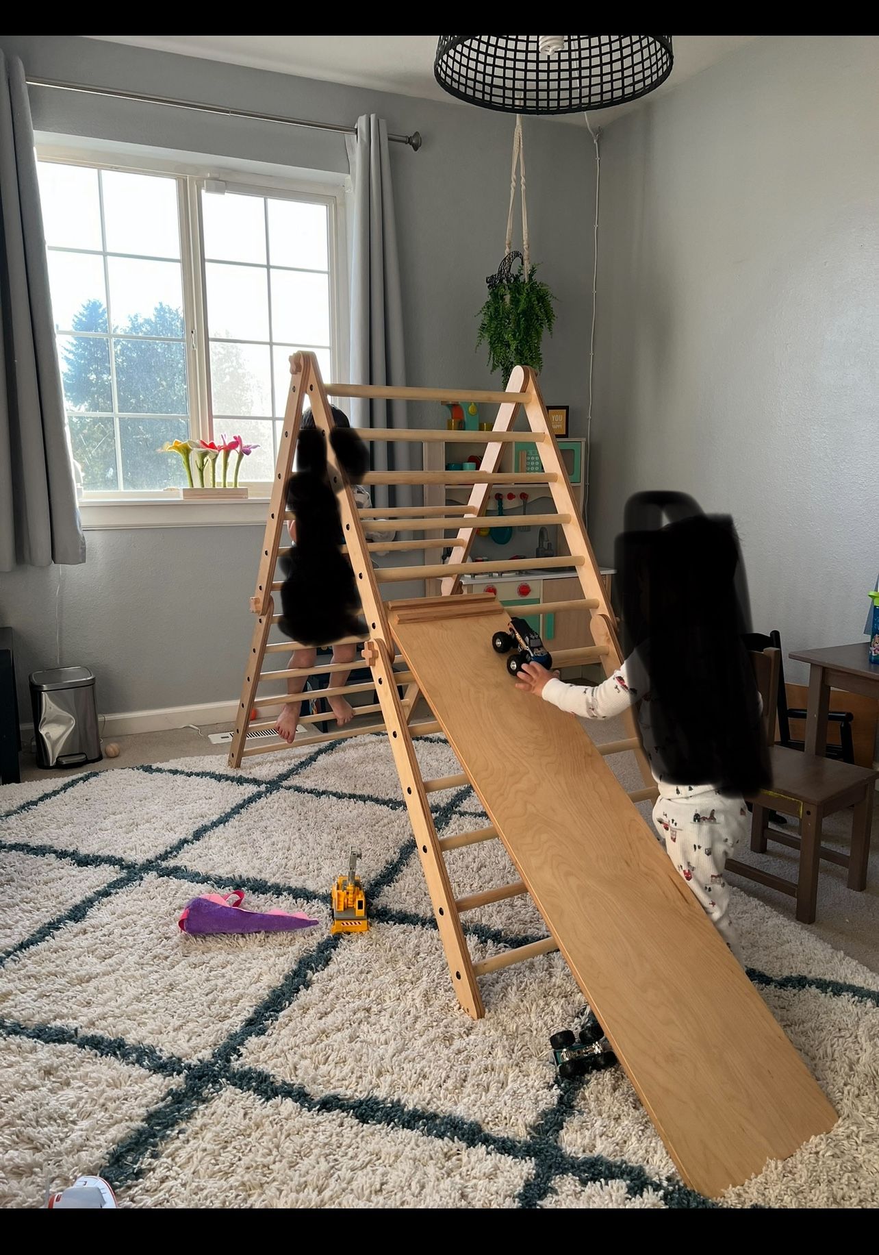 Wooden Pikler With Ramp/climbing Board And Wobble Board