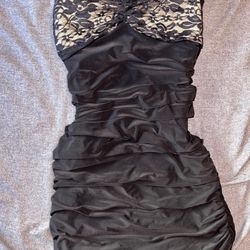 Black Strapless Ruffle Dress