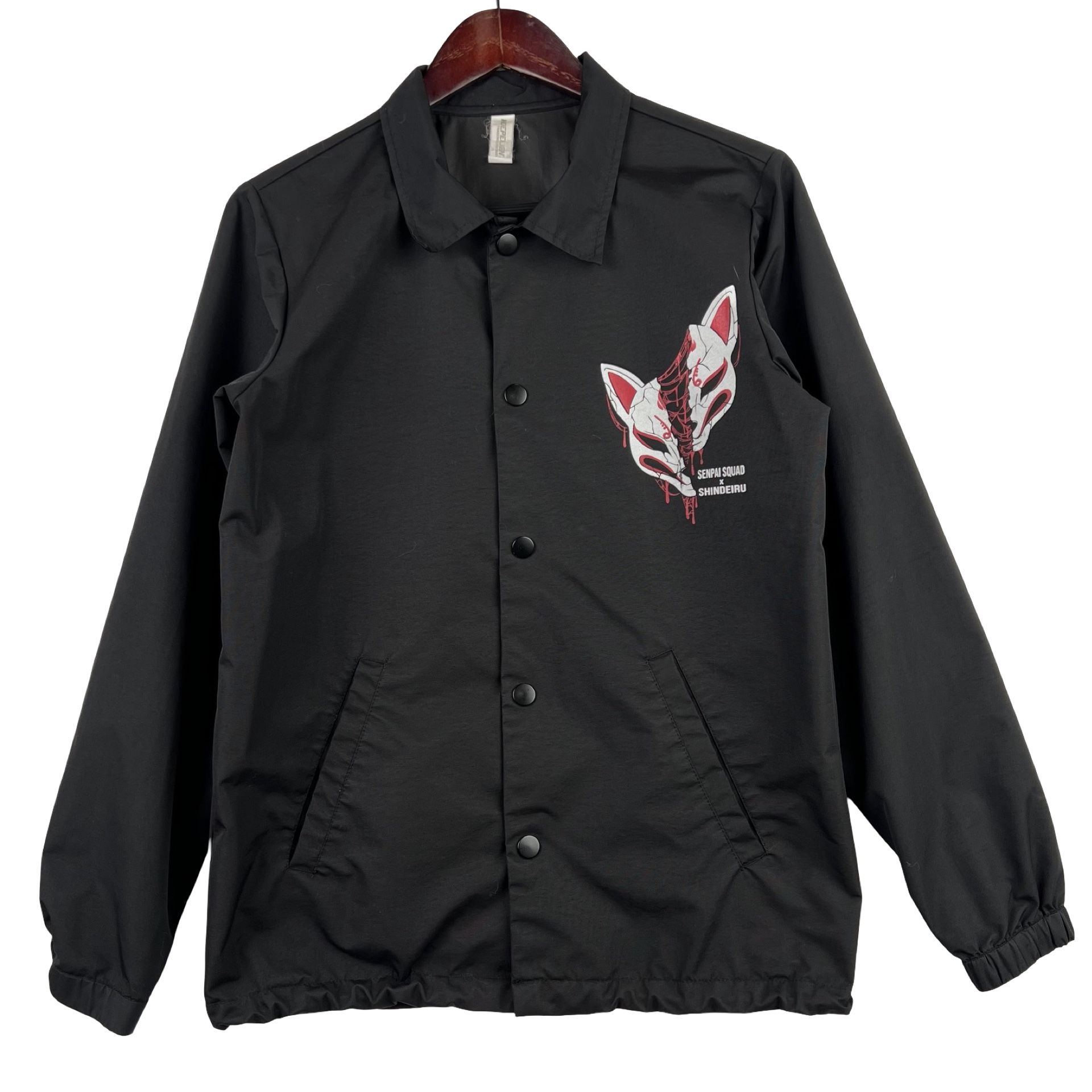 Senpai Squad X Shindeiru Collab Kitsune Black Windbreaker Streetwear -S-