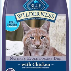 New Blue Buffalo Wilderness Nature's Evolutionary Diet High-Protein, Grain-Free Natural Dry Food for Adult Cats, Chicken, 6-lb. Bag
