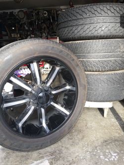 4 Tires 22 inches. 8 lug nuts out of GMC FULL SIZE TRUCK asking for $1200
