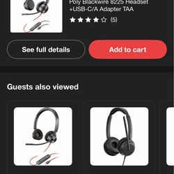 Like New Poly Blackwire 8225 80$