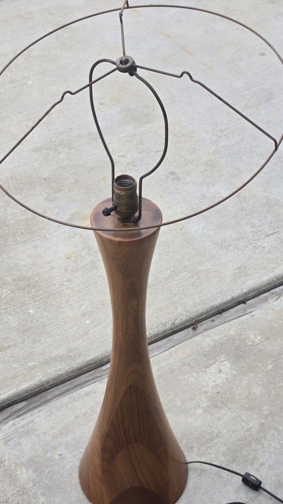 Vintage 1960's Danish Lamp Walnut Teak Wood Mid Century Scandinavian Modern Lighting