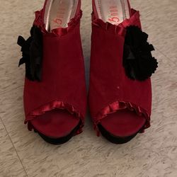 Rouge Platform Heels (Red, Velvet, size 7.5)