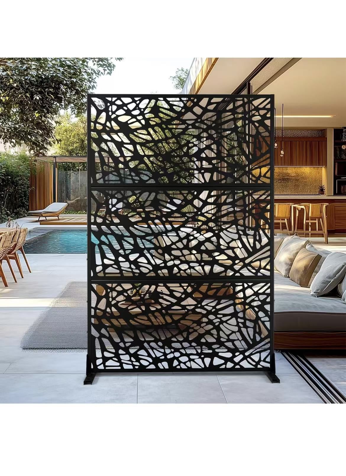 Outdoor Privacy Screen,72" H×47" W Metal Privacy Screen, Freestanding Privacy Fence Panels for Patio