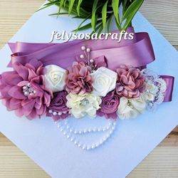 Baby Shower  Sash,mauve,ivory  Mom To Be Sash