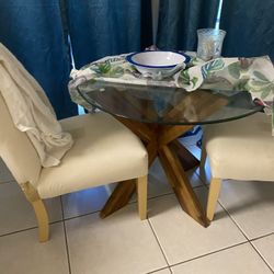 Glass Top Table With 2 Slipper Chairs