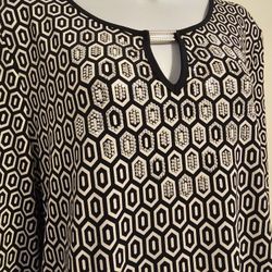 $25.00 - JM Collection Tunic Blouse, NEW with Tags! Navy Blue/Silver Accents/Size Large - Lowest Price!