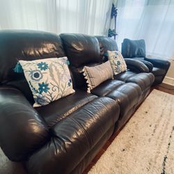 Leather Power Reclining Couch/Sofa and Chair 