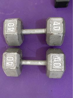 Pair of 40lb Hex Dumbbell Weights