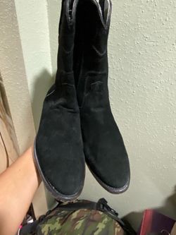 Los Altos Men's Suede Cowboy Boots With Zipper Roper Toe Size 10 E