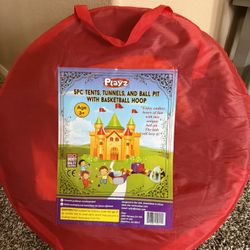 5pc Tent Tunnels And Ball Pit With Basketball Hoop