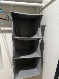 3 shelf gray hanging cloth clothing organizer
