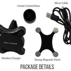 Car Wireless Charger | Magnetic Wireless Qi Charger and Car Mount Device for Apple iPhone X 8 8 Plus 8+ Galaxy S9 S9 Plus S9+ Sticky or Air Vent comp