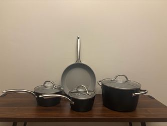Our Table 4-Piece Cookware Set with 3 Glass Lids – Pots & Frying Pan