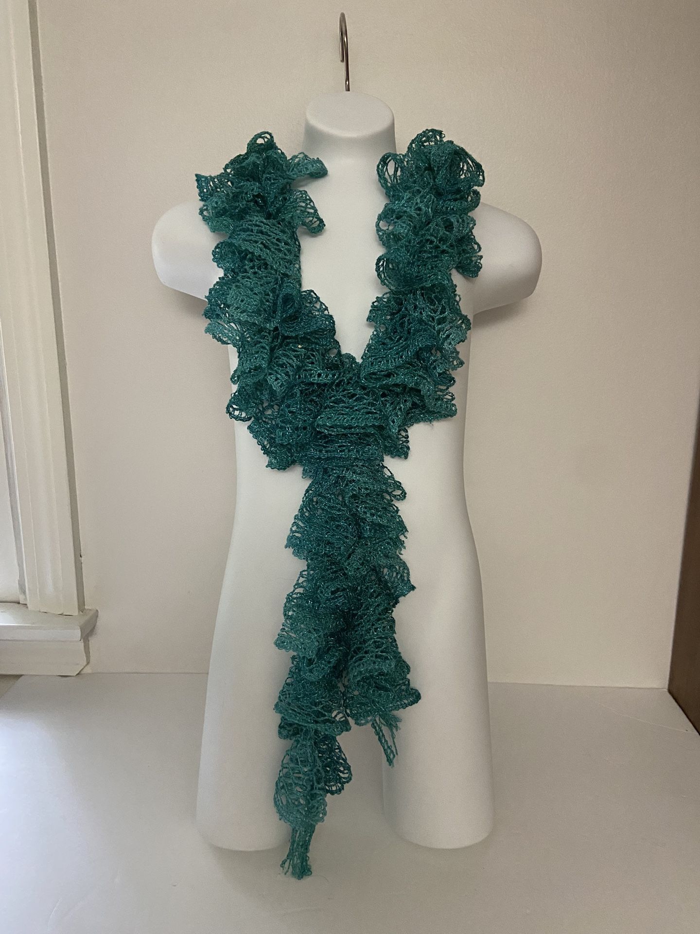 Teal Handmade Ruffled Scarf