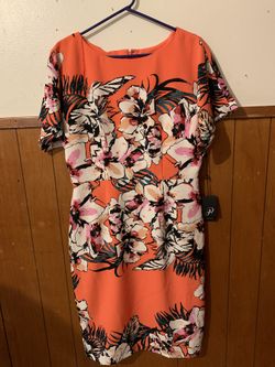 Adrianna Papell size 10 coral floral dress brand new with tags