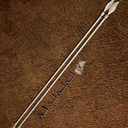 Set of 2 Silver Curtain Rods with Leaf Finials