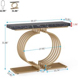 Tribesigns Modern Console Table with Gold Base