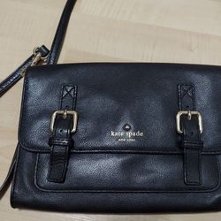 Small Black Leather Kate Spade Crossbody Purse 