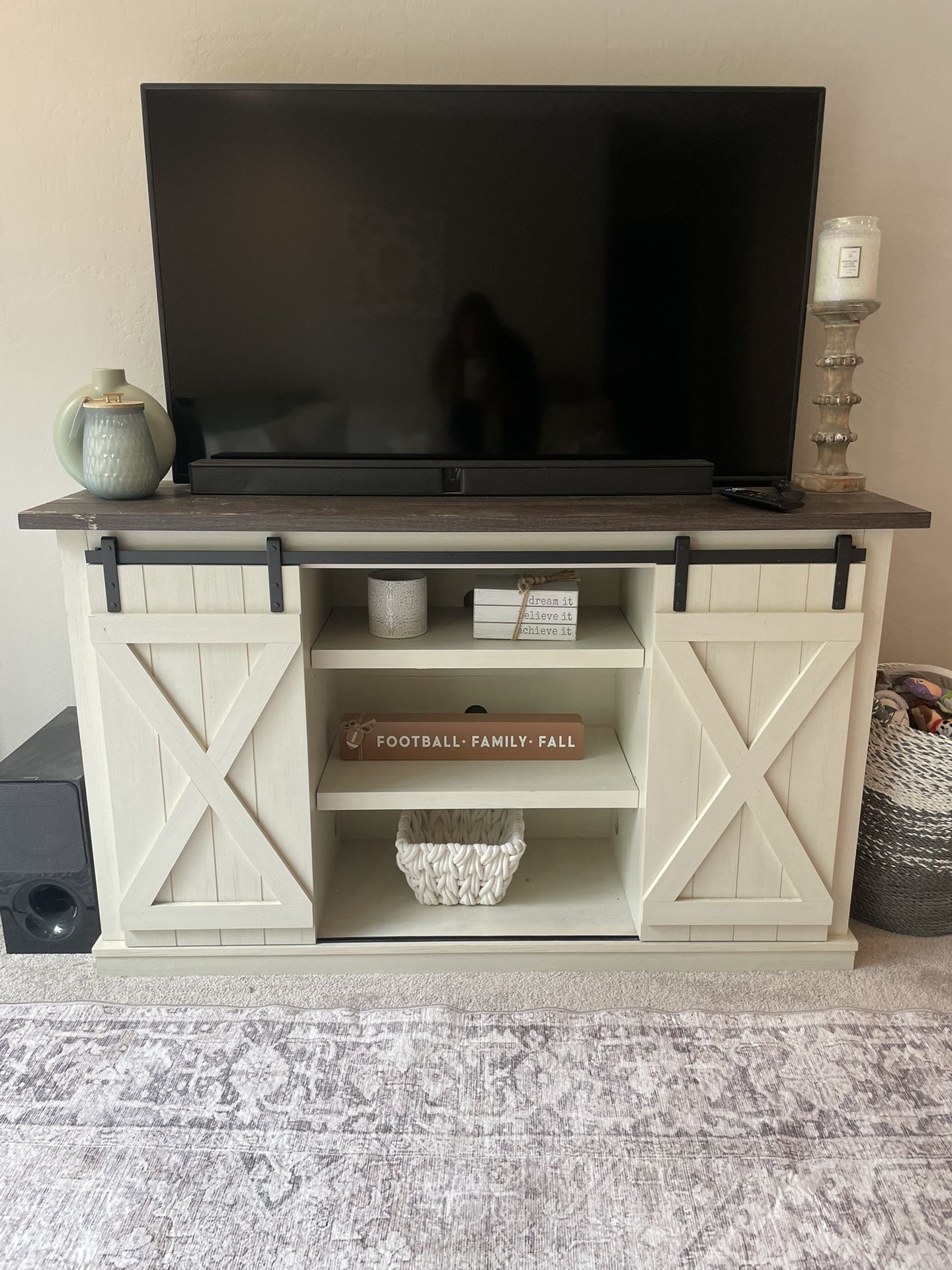 Wayfair Farmhouse tv stand. Manufactured Wood.