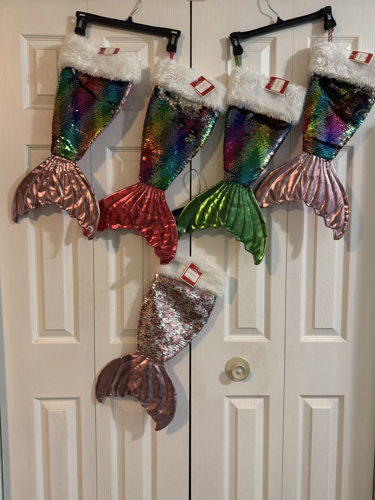 MERMAID Holiday STOCKINGs, Sequined, NEW