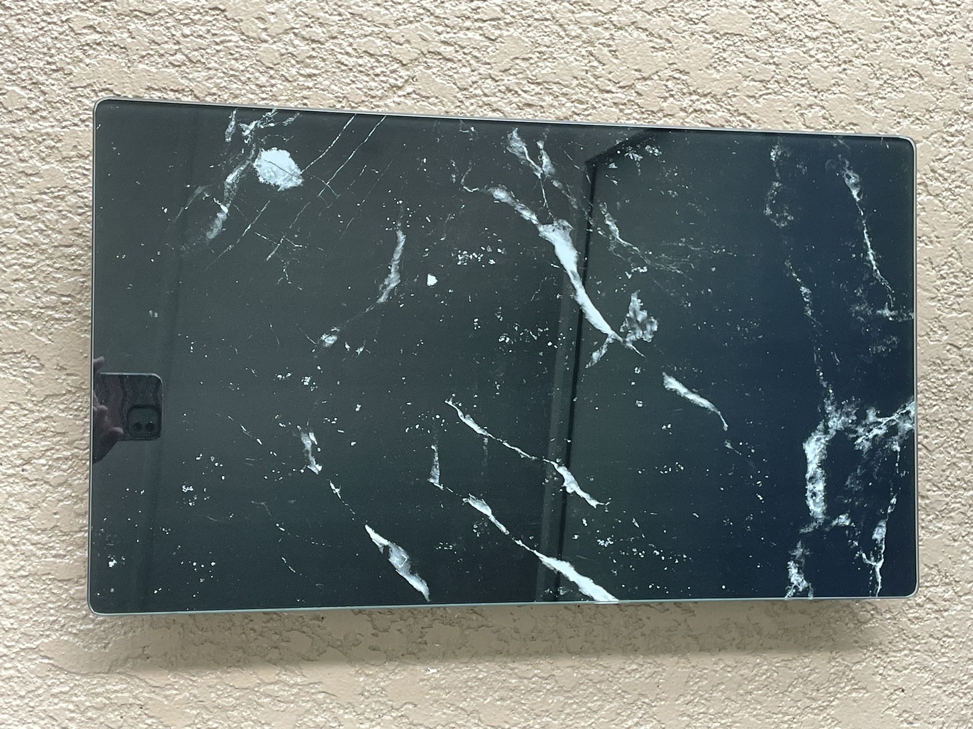 Cutting Board – Tempered Glass, Counter, Art, Glass, Black Marble Design, 20 1/2” X 12”